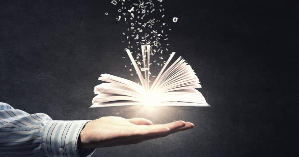 holding a book with letters flowing up